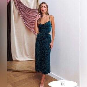 VICI Teal Velvet Burnout Dress— XL— NWOT